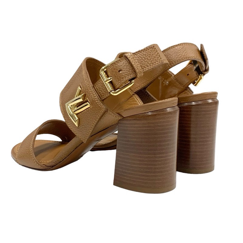 LOUIS VUITTON Horizon Line Sandals Shoes Leather Brown LV Metal Fittings