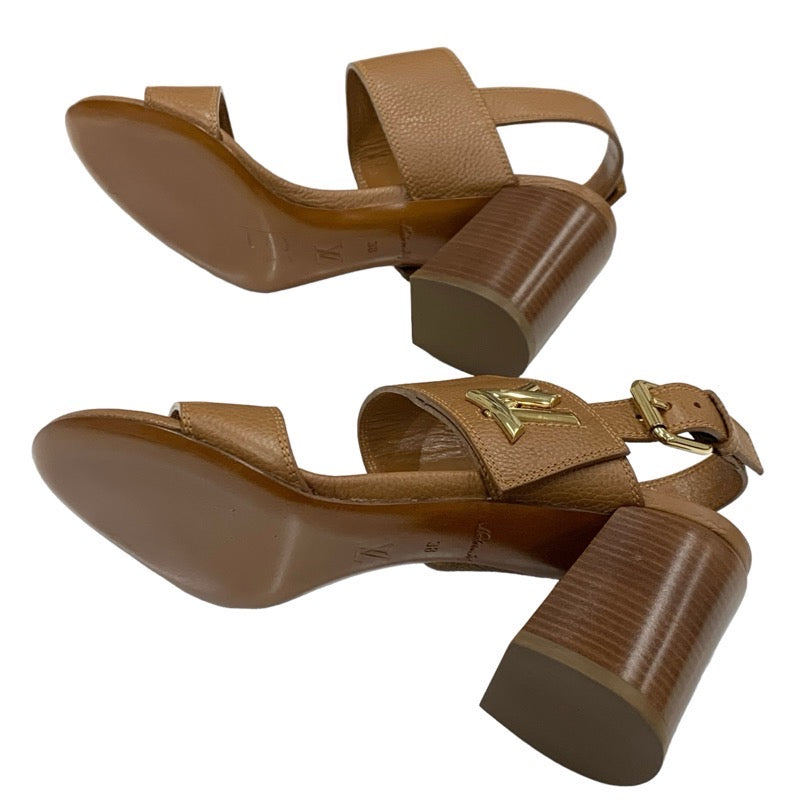 LOUIS VUITTON Horizon Line Sandals Shoes Leather Brown LV Metal Fittings