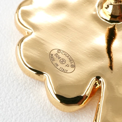 Chanel Earrings Gold Black Coco Mark Clover