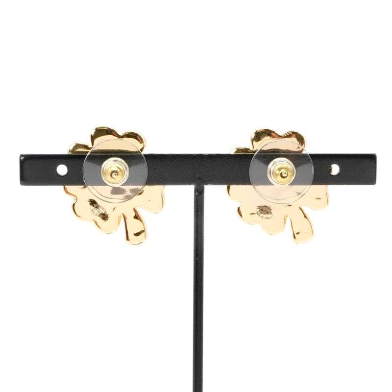 Chanel Earrings Gold Black Coco Mark Clover