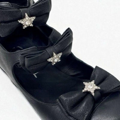 シャネル CHANEL パンプス 靴 シューズ レザー ブラック 黒 ココマーク リボン スター ラインストーン