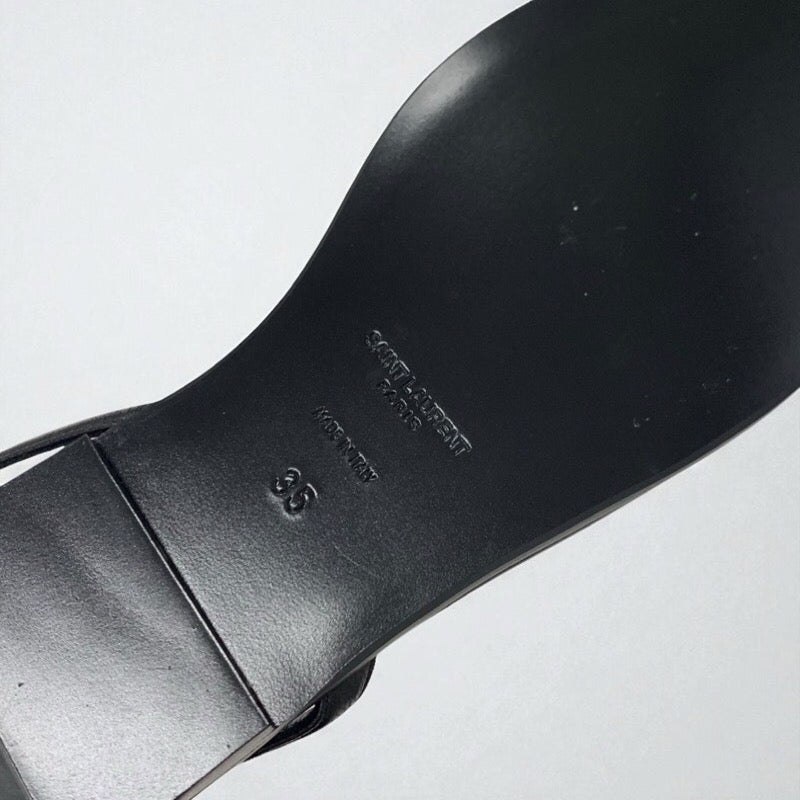 サンローラン SAINT LAURENT カサンドラ サンダル 靴 シューズ レザー ブラック 黒 ゴールド YSL金具 ストラップ トングサンダル