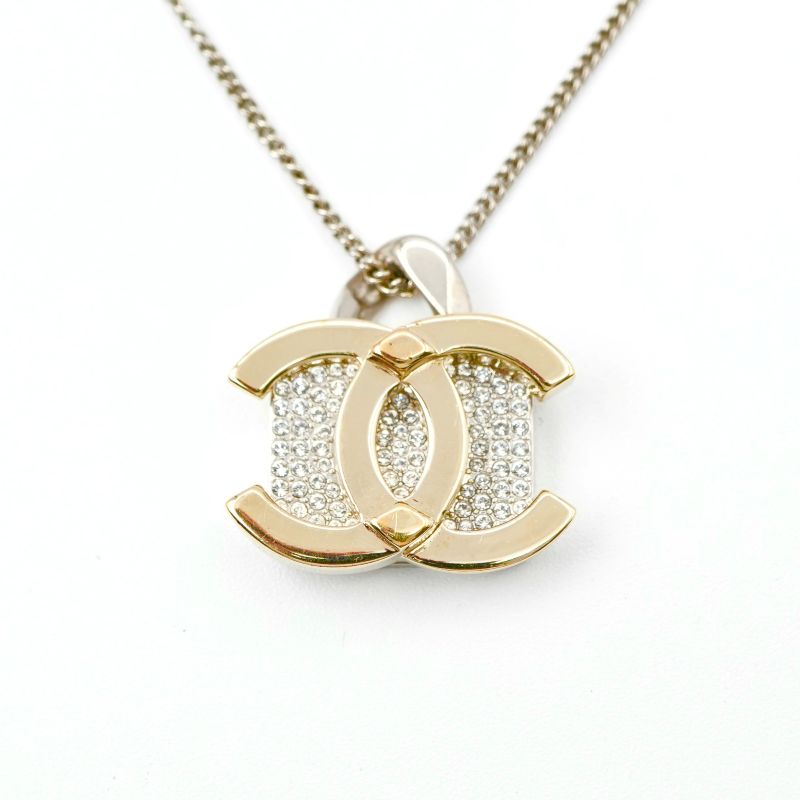 シャネル CHANEL ネックレス ペンダント チョーカー ゴールド シルバー ココマーク パドロック ラインストーン