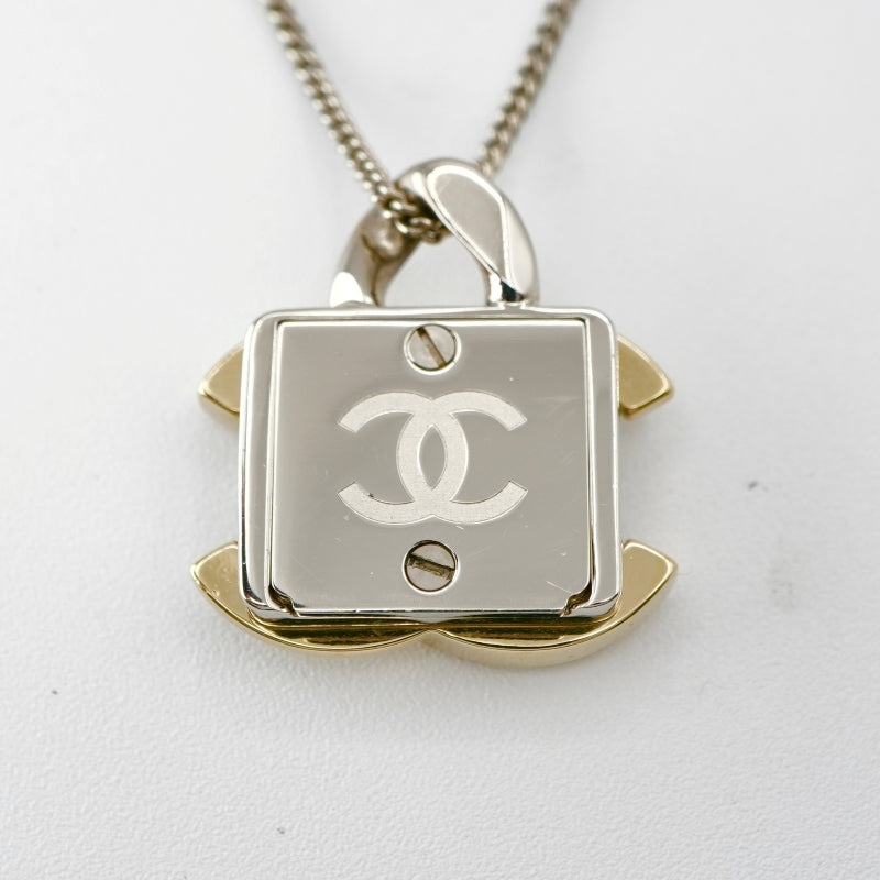 シャネル CHANEL ネックレス ペンダント チョーカー ゴールド シルバー ココマーク パドロック ラインストーン