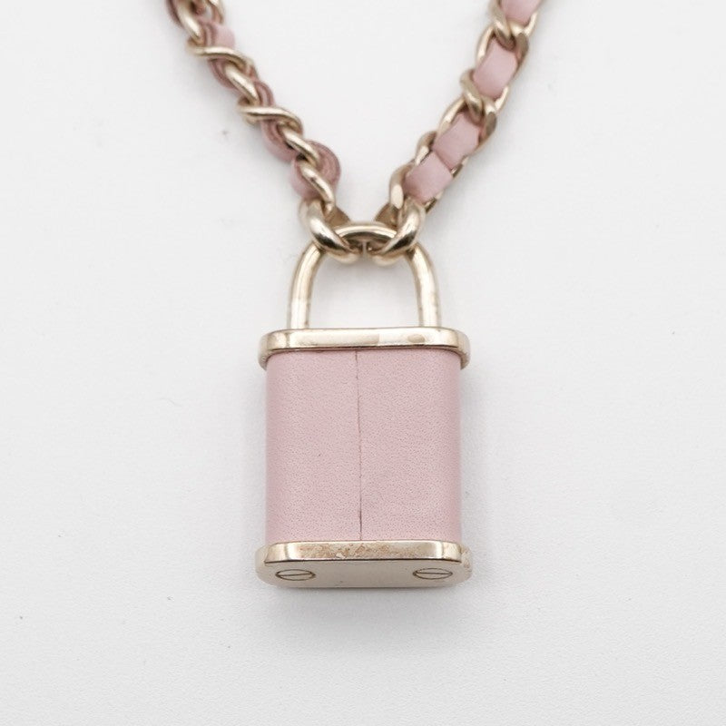 シャネル CHANEL ネックレス ペンダント チョーカー ピンク ゴールド ココマーク パドロック 2連 チェーン