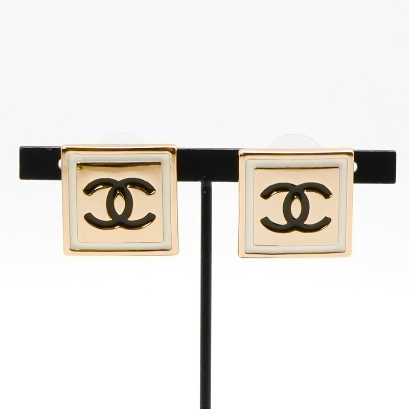 シャネル CHANEL ピアス イヤリング ゴールド ブラック ホワイト ココマーク スクエア