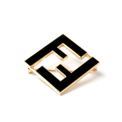 フェンディ FENDI フォーエバー ブローチ FFロゴ ブラック ゴールド