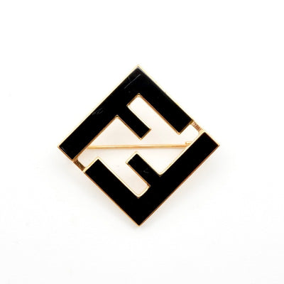 フェンディ FENDI フォーエバー ブローチ FFロゴ ブラック ゴールド