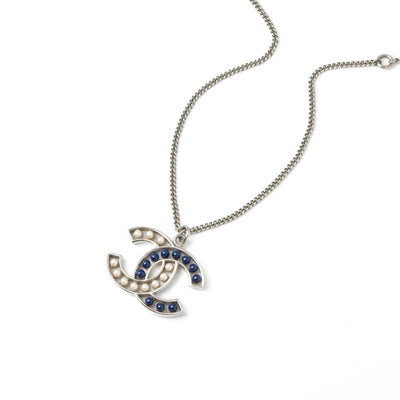 シャネル CHANEL ネックレス ペンダント GP シルバー ネイビー ココマーク パール