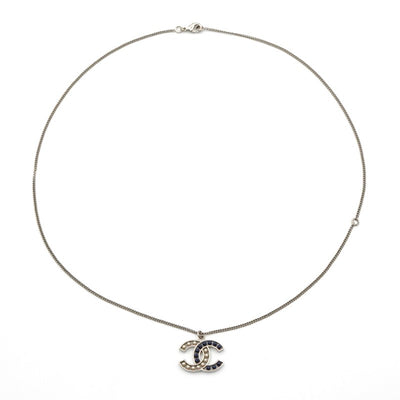 シャネル CHANEL ネックレス ペンダント GP シルバー ネイビー ココマーク パール