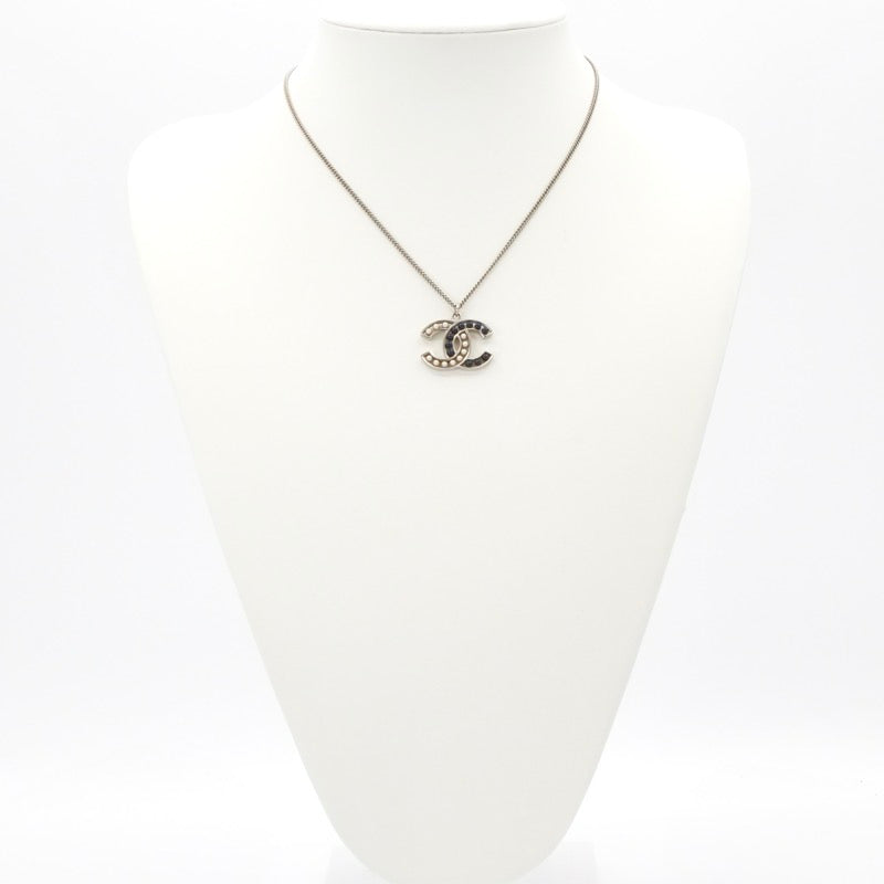 シャネル CHANEL ネックレス ペンダント GP シルバー ネイビー ココマーク パール