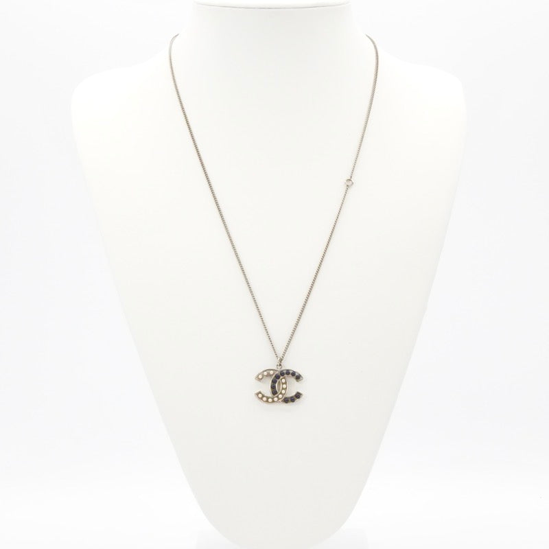 シャネル CHANEL ネックレス ペンダント GP シルバー ネイビー ココマーク パール