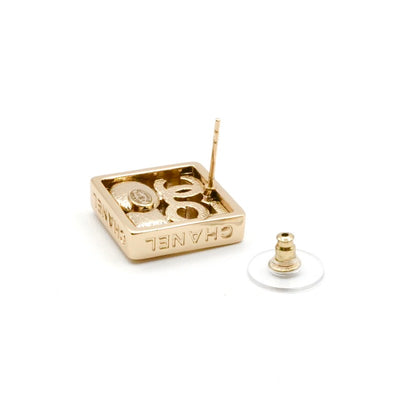 Chanel Earrings Gold Coco Mark Logo N5 Pearl Rhinestone