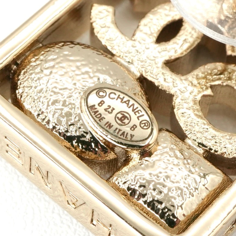 Chanel Earrings Gold Coco Mark Logo N5 Pearl Rhinestone