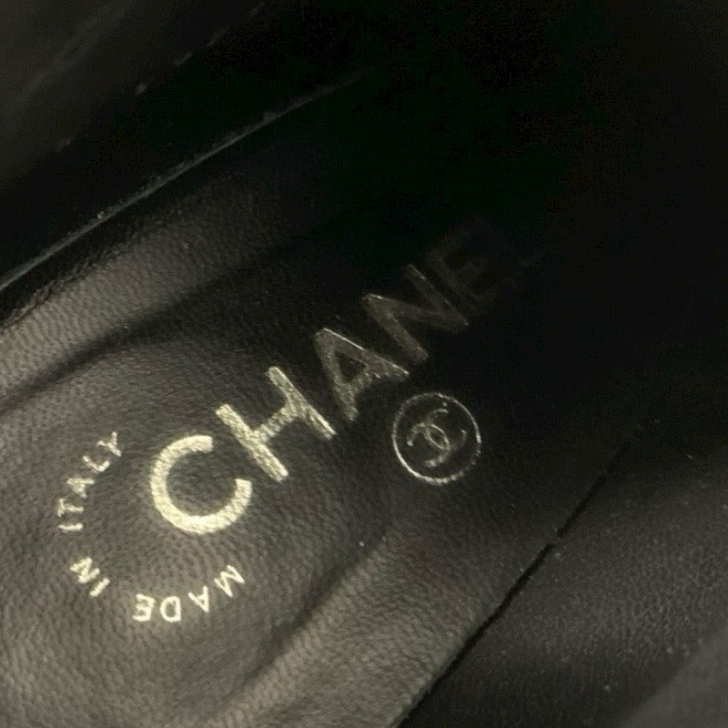 シャネル CHANEL ブーツ ショートブーツ 靴 シューズ レザー ブラック 黒 ブーティ レースアップ ココマーク パール