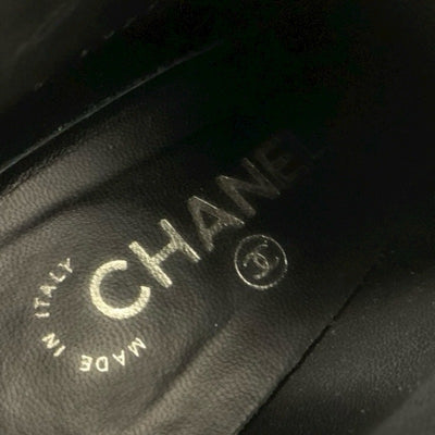 シャネル CHANEL ブーツ ショートブーツ 靴 シューズ レザー ブラック 黒 ブーティ レースアップ ココマーク パール