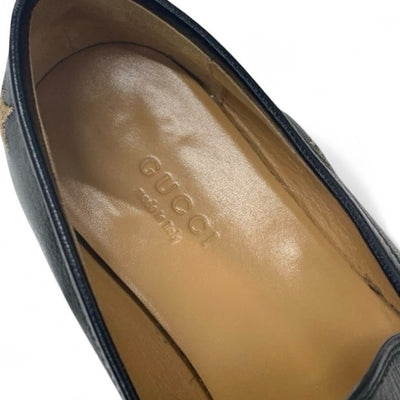 グッチ GUCCI ローファー 革靴 靴 シューズ レザー ブラック ゴールド ホースビット スター Bee 刺繍 フラットシューズ