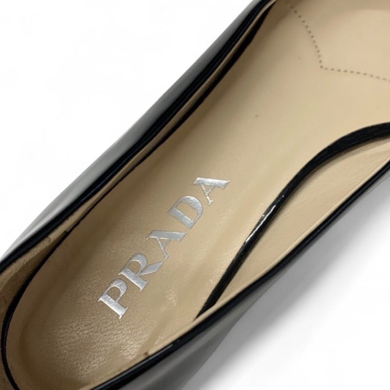 プラダ PRADA フラットシューズ 靴 シューズ パテント ブラック 黒 トライアングルロゴ