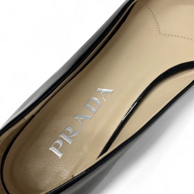 プラダ PRADA フラットシューズ 靴 シューズ パテント ブラック 黒 トライアングルロゴ