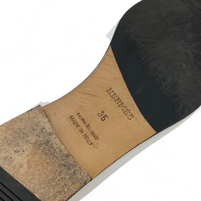 エルメス HERMES コレット ローファー 革靴 靴 シューズ レザー ホワイト 白 シルバー ルリバックル モカシン