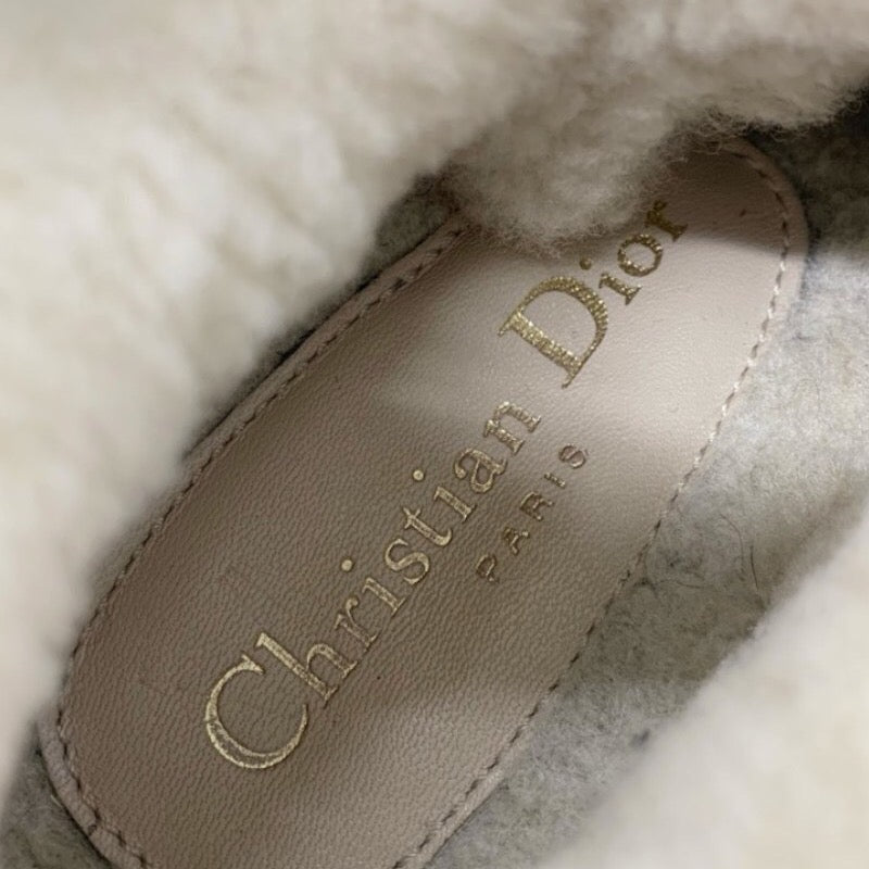 クリスチャンディオール CHRISTIAN DIOR WALK'N'DIOR スニーカー 靴 シューズ ファブリック ムートン ベージュ ホワイト ロゴ プラットフォーム