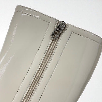 フェンディ FENDI ブーツ ロングブーツ 靴 シューズ パテント アイボリー ロゴ ニーハイ ウェッジソール 厚底