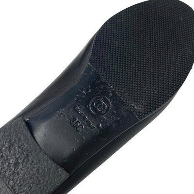 シャネル CHANEL フラットシューズ 靴 シューズ レザー パテント ブラック 黒 ココマーク リボン バレリーナ バレエシューズ