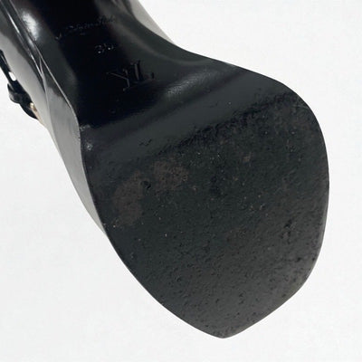 ルイヴィトン LOUIS VUITTON フェイムライン パンプス 靴 シューズ レザー ブラック 黒 LVロゴ ストラップ サンダル プラットフォーム