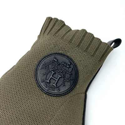 エルメス HERMES ヴォルヴェール ブーツ ショートブーツ 靴 シューズ ファブリック レザー カーキ 未使用 ニット エクスリブリス