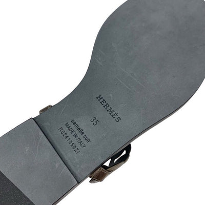 エルメス HERMES イオス サンダル 靴 シューズ レザー ブラック メタリック シェーヌダンクル フラット