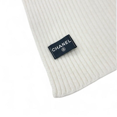 シャネル CHANEL マフラー カシミヤ ホワイト 白 ロゴ スパンコール