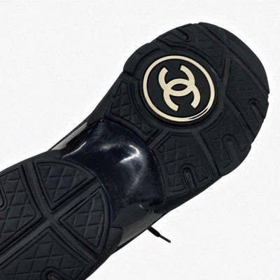 シャネル CHANEL スニーカー 靴 シューズ スエード ツイード ブラック ゴールド ココマーク ハイカット