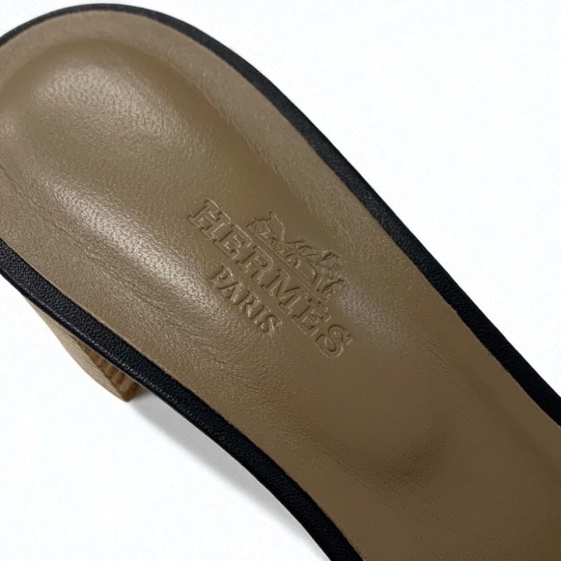 エルメス HERMES オアジス サンダル 靴 シューズ レザー ブラック ミュール