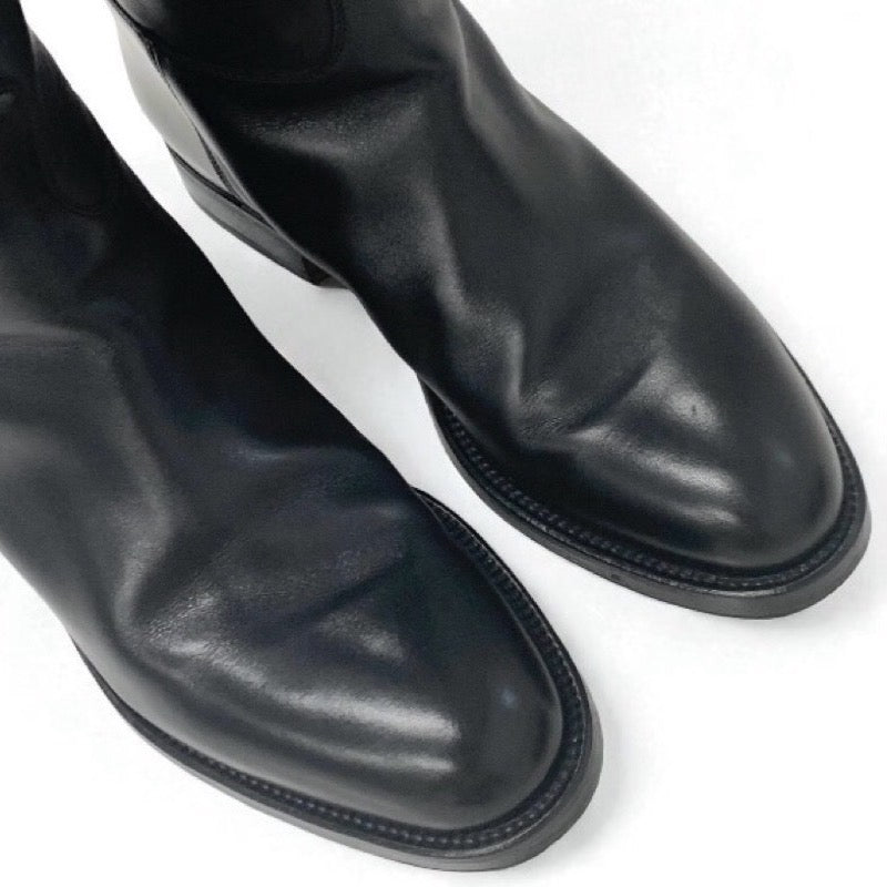 エルメス HERMES ジャンピング ブーツ ロングブーツ 靴 シューズ レザー ブラック 黒 シルバー ケリー金具